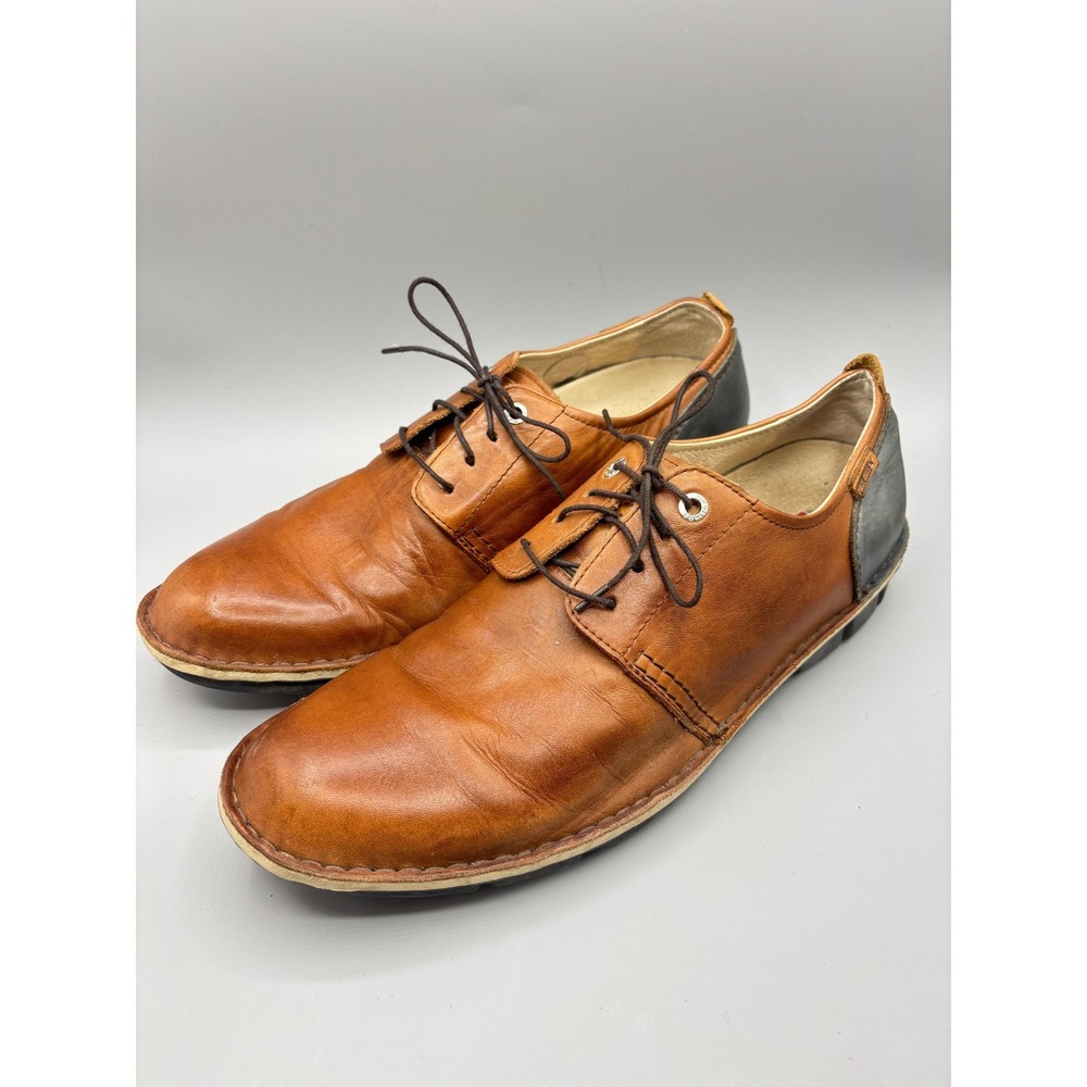 Pikolinos Mens Tan Brown Leather Derby Shoes Grey Heel Size 42 Lace Up Oxfords